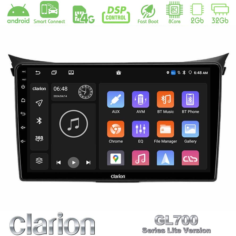 Clarion GL700 Lite Series 8Core Android ClarionOS 2+32GB Hyundai i30 2012-2017 Navigation Multimedia Tablet 9" Με Carplay & Android Auto