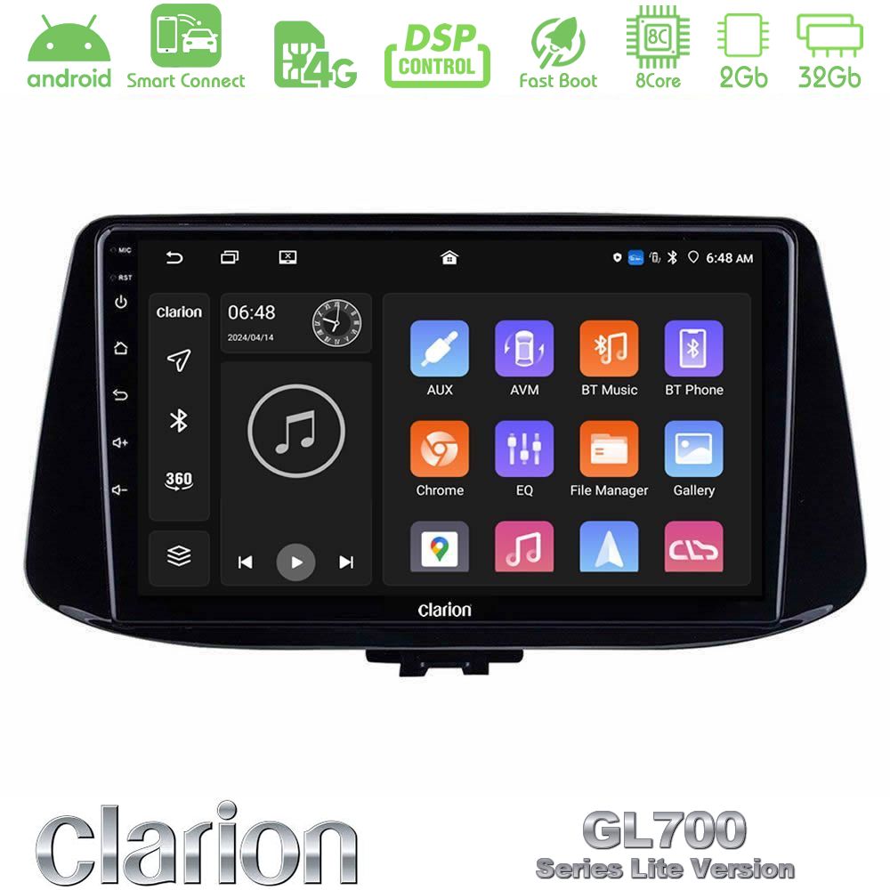 Clarion GL700 Lite Series 8Core Android ClarionOS 2+32GB Hyundai i30 Navigation Multimedia Tablet 9" Με Carplay & Android Auto