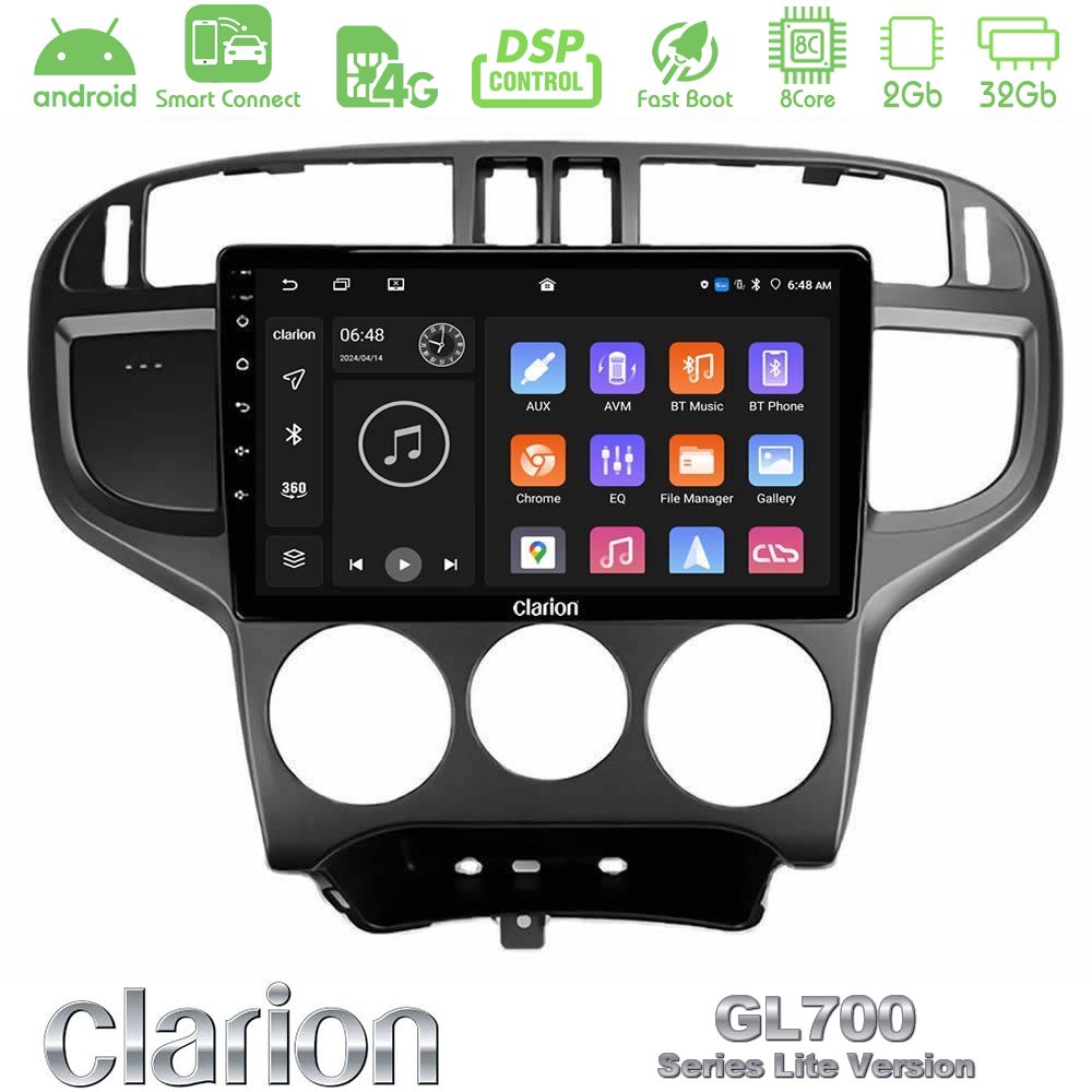 Clarion GL700 Lite Series 8Core Android ClarionOS 2+32GB Hyundai Matrix 2001-2010 Navigation Multimedia Tablet 9" Με Carplay & Android Auto
