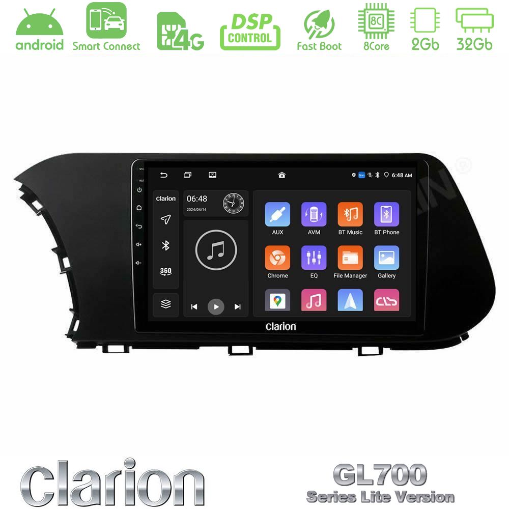 Clarion GL700 Lite Series 8Core Android ClarionOS 2+32GB Hyundai i20 2021-2023 Navigation Multimedia Tablet 10" Με Carplay & Android Auto