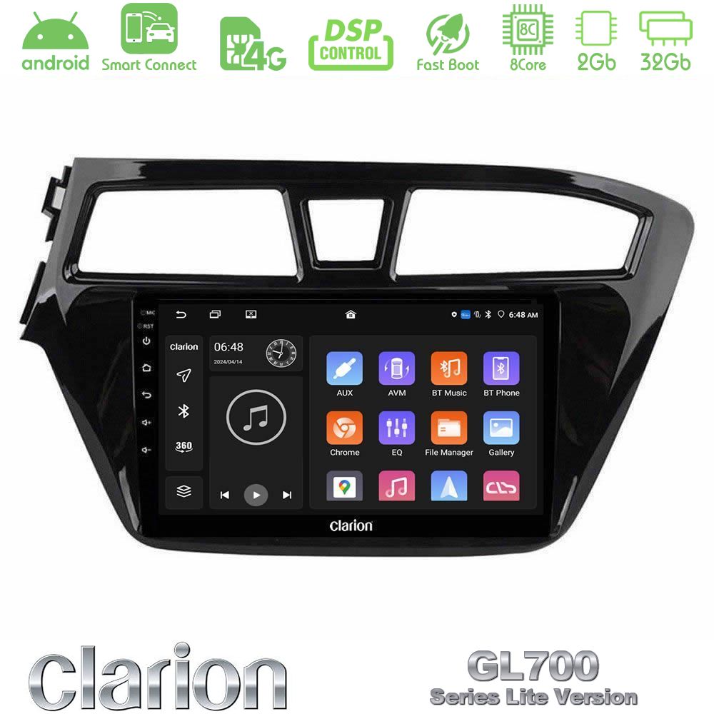 Clarion GL700 Lite Series 8Core Android ClarionOS 2+32GB Hyundai i20 2014-2018 Navigation Multimedia Tablet 9" Με Carplay & Android Auto