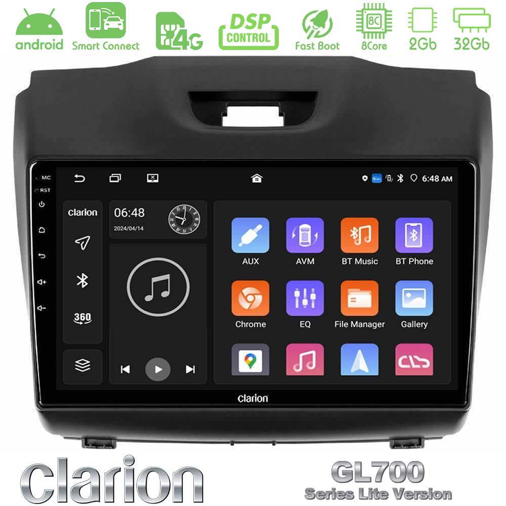 Clarion GL700 Lite Series 8Core Android ClarionOS 2+32GB Isuzu D-MAX 2012-2019 Navigation Multimedia Tablet 9" Με Carplay & Android Auto