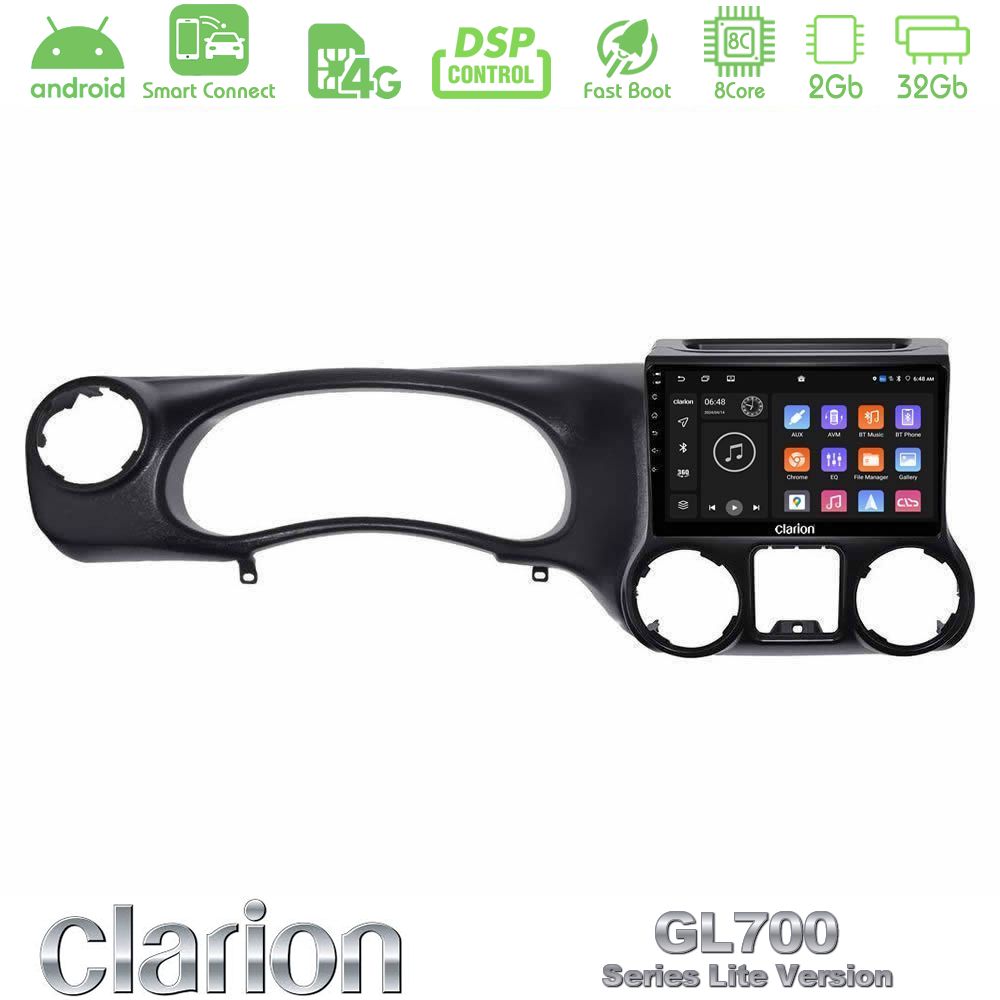 Clarion GL700 Lite Series 8Core Android ClarionOS 2+32GB Jeep Wrangler 2011-2014 Navigation Multimedia Tablet 10" Με Carplay & Android Auto