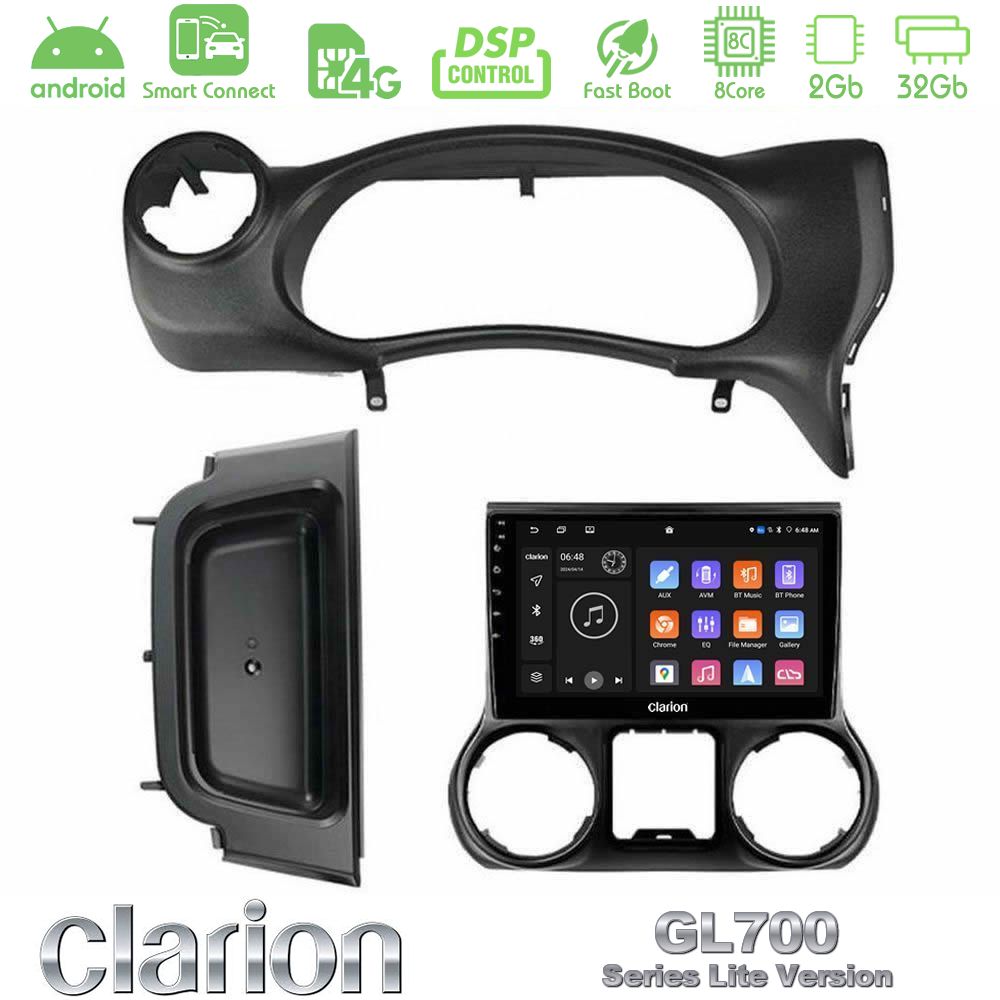 Clarion GL700 Lite Series 8Core Android ClarionOS 2+32GB Jeep Wrangler 2014-2017 Navigation Multimedia Tablet 10" Με Carplay & Android Auto