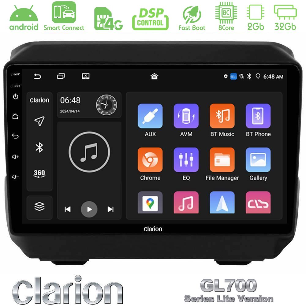 Clarion GL700 Lite Series 8Core Android ClarionOS 2+32GB Jeep Wrangler 2018-> Navigation Multimedia Tablet 9" Με Carplay & Android Auto