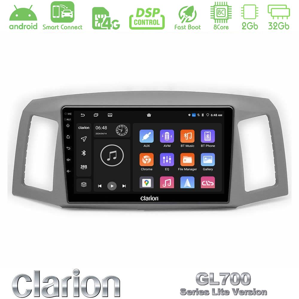 Clarion GL700 Lite Series 8Core Android ClarionOS 2+32GB Jeep Grand Cherokee 2005-2007 Navigation Multimedia Tablet 10" Με Carplay & Android Auto