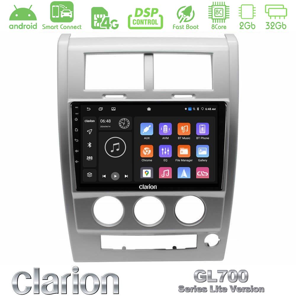 Clarion GL700 Lite Series 8Core Android ClarionOS 2+32GB Jeep Cherokee (KK) 2008-2012 Navigation Multimedia Tablet 10" Με Carplay & Android Auto
