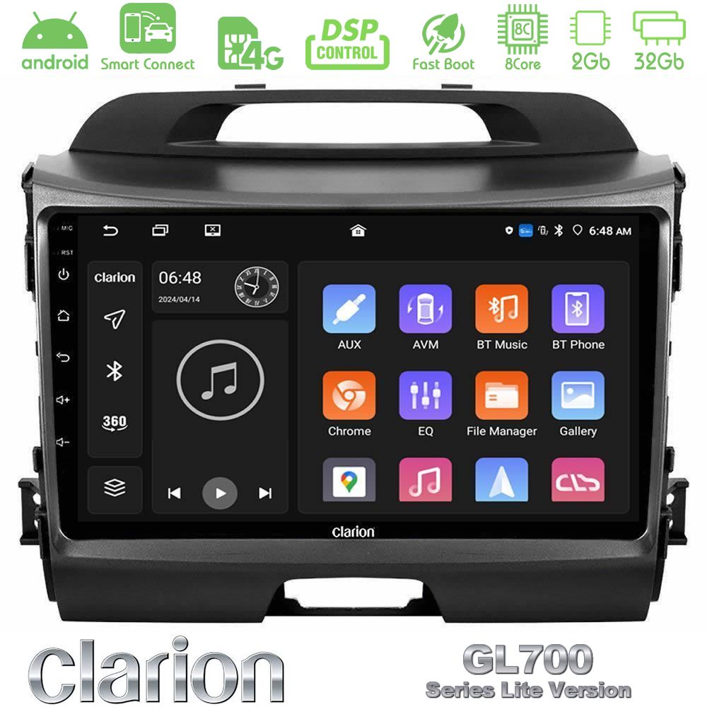 Clarion GL700 Lite Series 8Core Android ClarionOS 2+32GB Kia Sportage Navigation Multimedia Tablet 9" Με Carplay & Android Auto