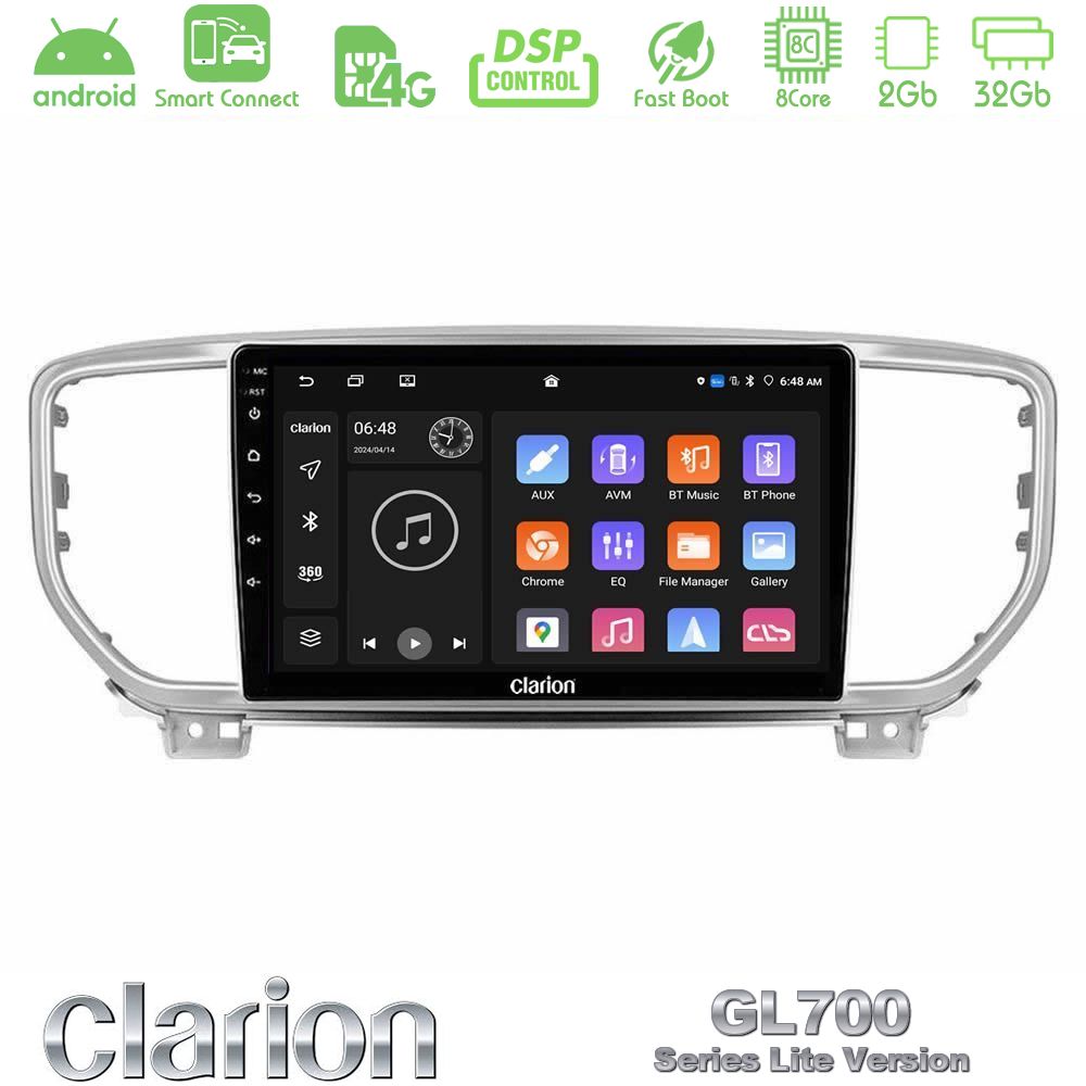 Clarion GL700 Lite Series 8Core Android ClarionOS 2+32GB Kia Sportage 2018-2021 Navigation Multimedia Tablet 9" Με Carplay & Android Auto