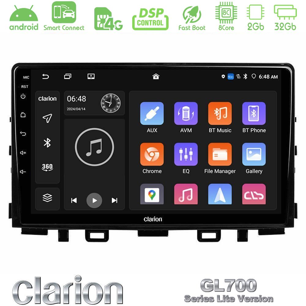 Clarion GL700 Lite Series 8Core Android ClarionOS 2+32GB Kia Stonic Navigation Multimedia Tablet 9" Με Carplay & Android Auto