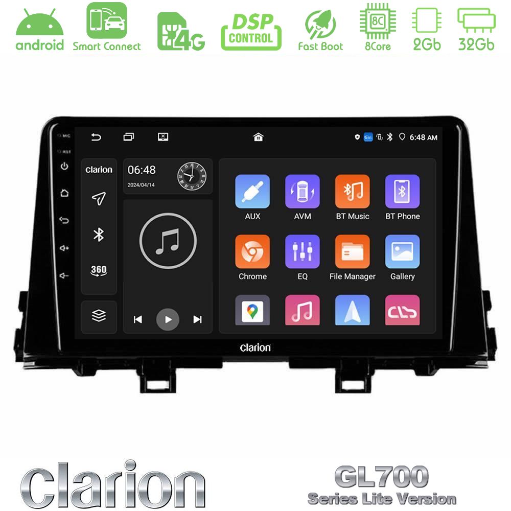 Clarion GL700 Lite Series 8Core Android ClarionOS 2+32GB Kia Picanto 2017-2021 Navigation Multimedia Tablet 9" Με Carplay & Android Auto