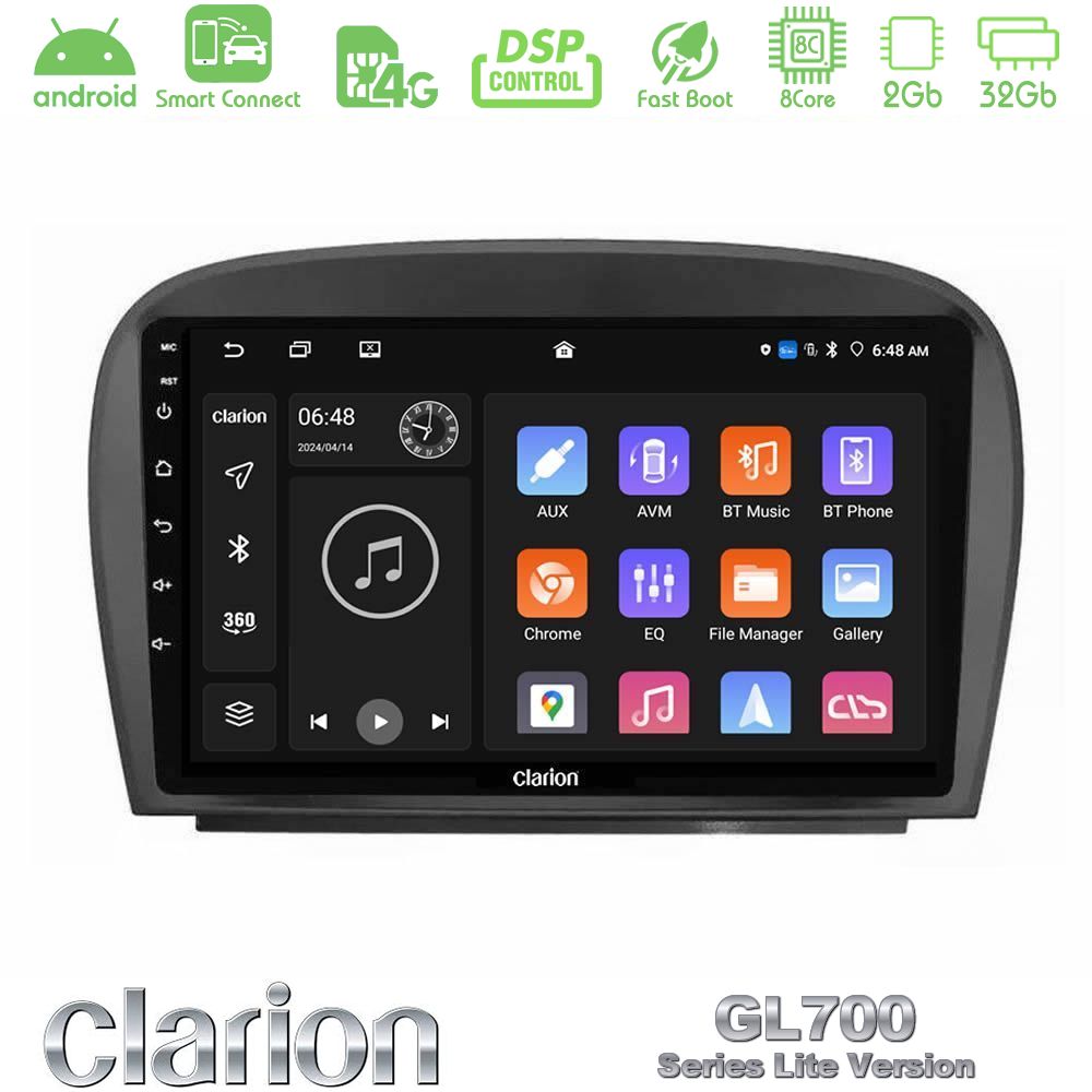 Clarion GL700 Lite Series 8Core Android ClarionOS 2+32GB Mercedes SL Class 2005-2011 Navigation Multimedia Tablet 9" Με Carplay & Android Auto