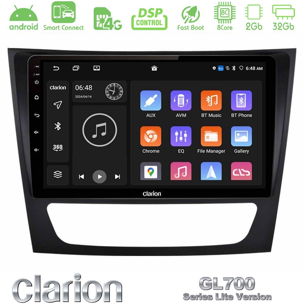 Clarion GL700 Lite Series 8Core Android ClarionOS 2+32GB Mercedes E Class / CLS Class Navigation Multimedia Tablet 9" Με Carplay & Android Auto