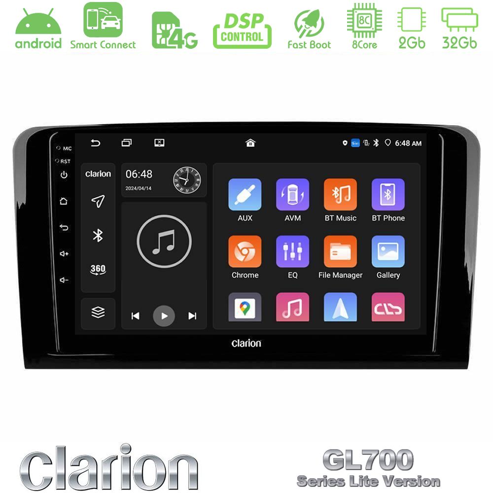 Clarion GL700 Lite Series 8Core Android ClarionOS 2+32GB Mercedes ML/GL Class Navigation Multimedia Tablet 9" Με Carplay & Android Auto