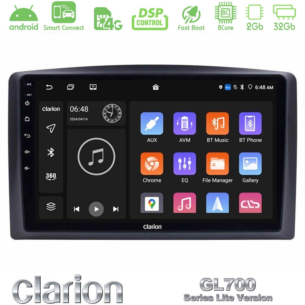 Clarion GL700 Lite Series 8Core Android ClarionOS 2+32GB Mercedes Vito 2015-2021 Navigation Multimedia Tablet 10" Με Carplay & Android Auto