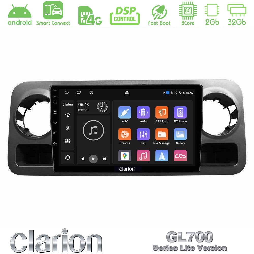 Clarion GL700 Lite Series 8Core Android ClarionOS 2+32GB Mercedes Sprinter W907 Navigation Multimedia Tablet 10" Με Carplay & Android Auto