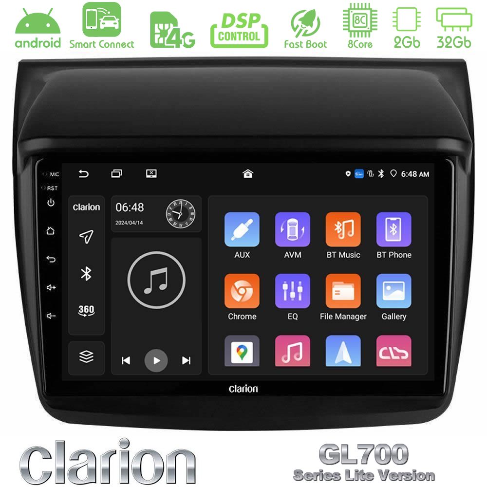 Clarion GL700 Lite Series 8Core Android ClarionOS 2+32GB Mitsubishi L200 Navigation Multimedia Tablet 9" Με Carplay & Android Auto