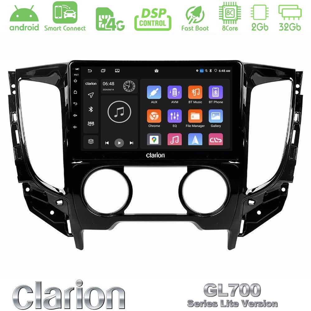 Clarion GL700 Lite Series 8Core Android ClarionOS 2+32GB Mitsubishi L200 2016-> & Fiat Fullback (Manual A/C) Navigation Multimedia Tablet 9" Με Carplay & Android Auto