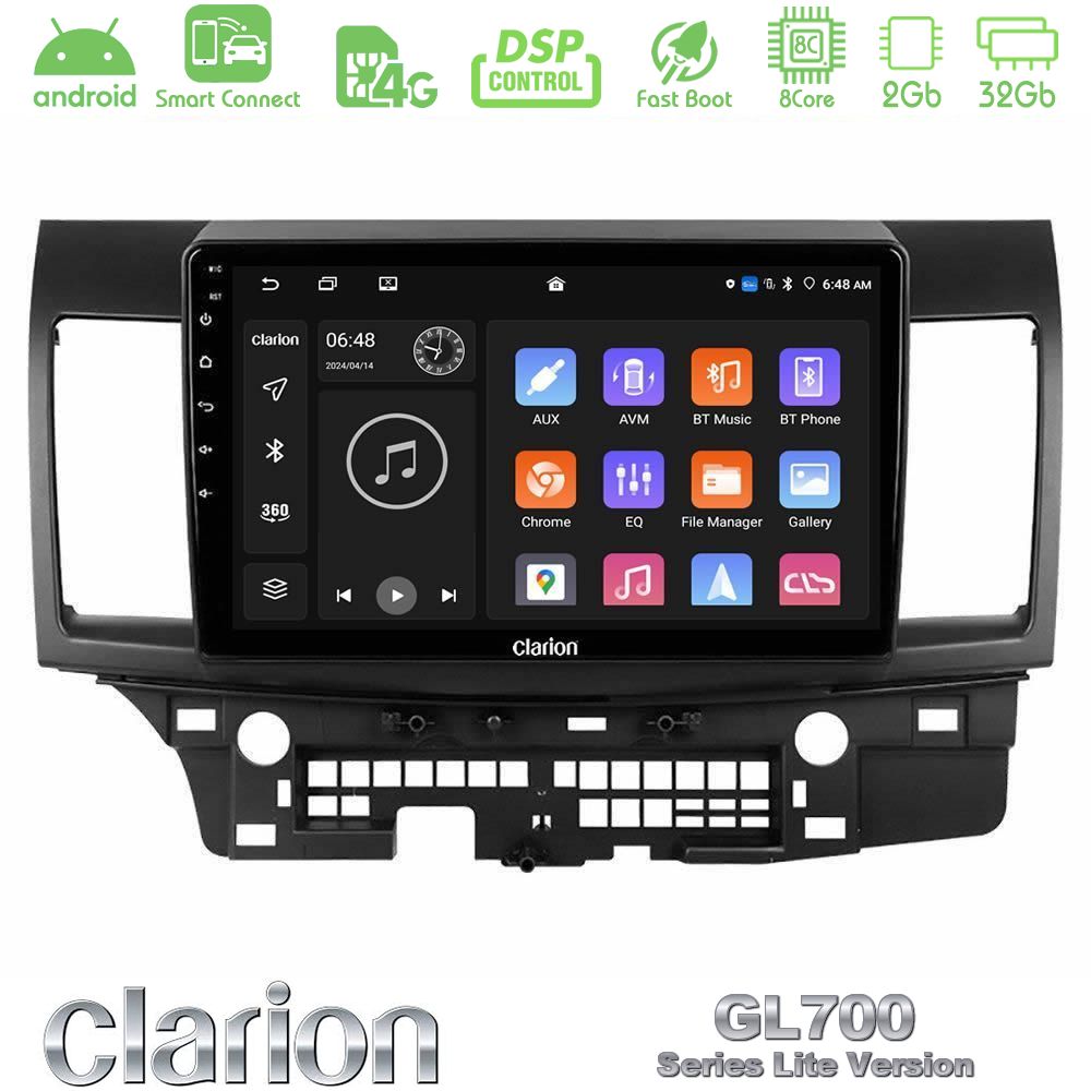 Clarion GL700 Lite Series 8Core Android ClarionOS 2+32GB Mitsubishi Lancer 2008 – 2015 Navigation Multimedia Tablet 10" Με Carplay & Android Auto