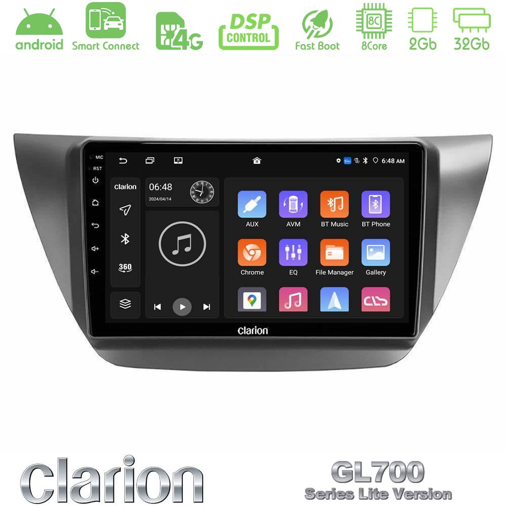 Clarion GL700 Lite Series 8Core Android ClarionOS 2+32GB Mitsubishi Lancer 2004 – 2008 Navigation Multimedia Tablet 9" Με Carplay & Android Auto