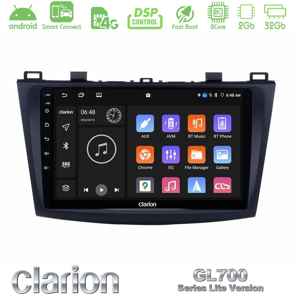 Clarion GL700 Lite Series 8Core Android ClarionOS 2+32GB Mazda 3 2009-2014 Navigation Multimedia Tablet 9" Με Carplay & Android Auto