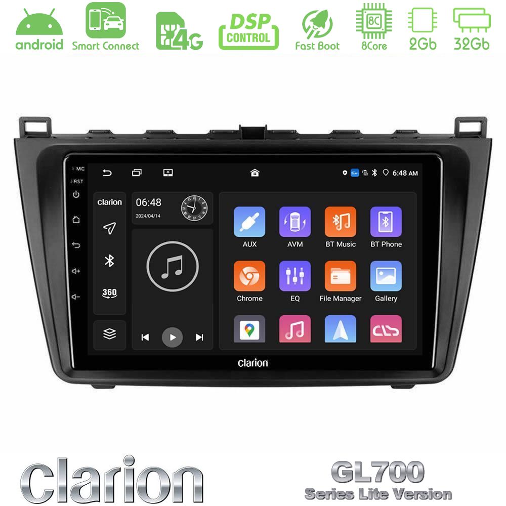 Clarion GL700 Lite Series 8Core Android ClarionOS 2+32GB Mazda 6 2008-2012 Navigation Multimedia Tablet 9" Με Carplay & Android Auto