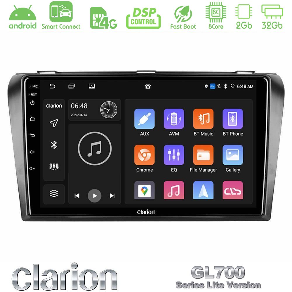 Clarion GL700 Lite Series 8Core Android ClarionOS 2+32GB Mazda 3 2004-2009 Navigation Multimedia Tablet 9" Με Carplay & Android Auto