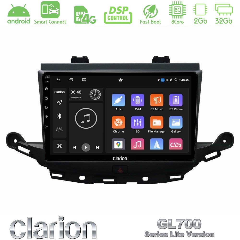 Clarion GL700 Lite Series 8Core Android ClarionOS 2+32GB Opel Astra K 2015-2019 Navigation Multimedia Tablet 9" Με Carplay & Android Auto