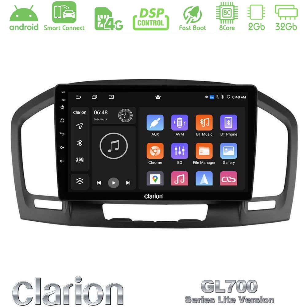 Clarion GL700 Lite Series 8Core Android ClarionOS 2+32GB Opel Insignia 2008-2013 Navigation Multimedia Tablet 9" Με Carplay & Android Auto