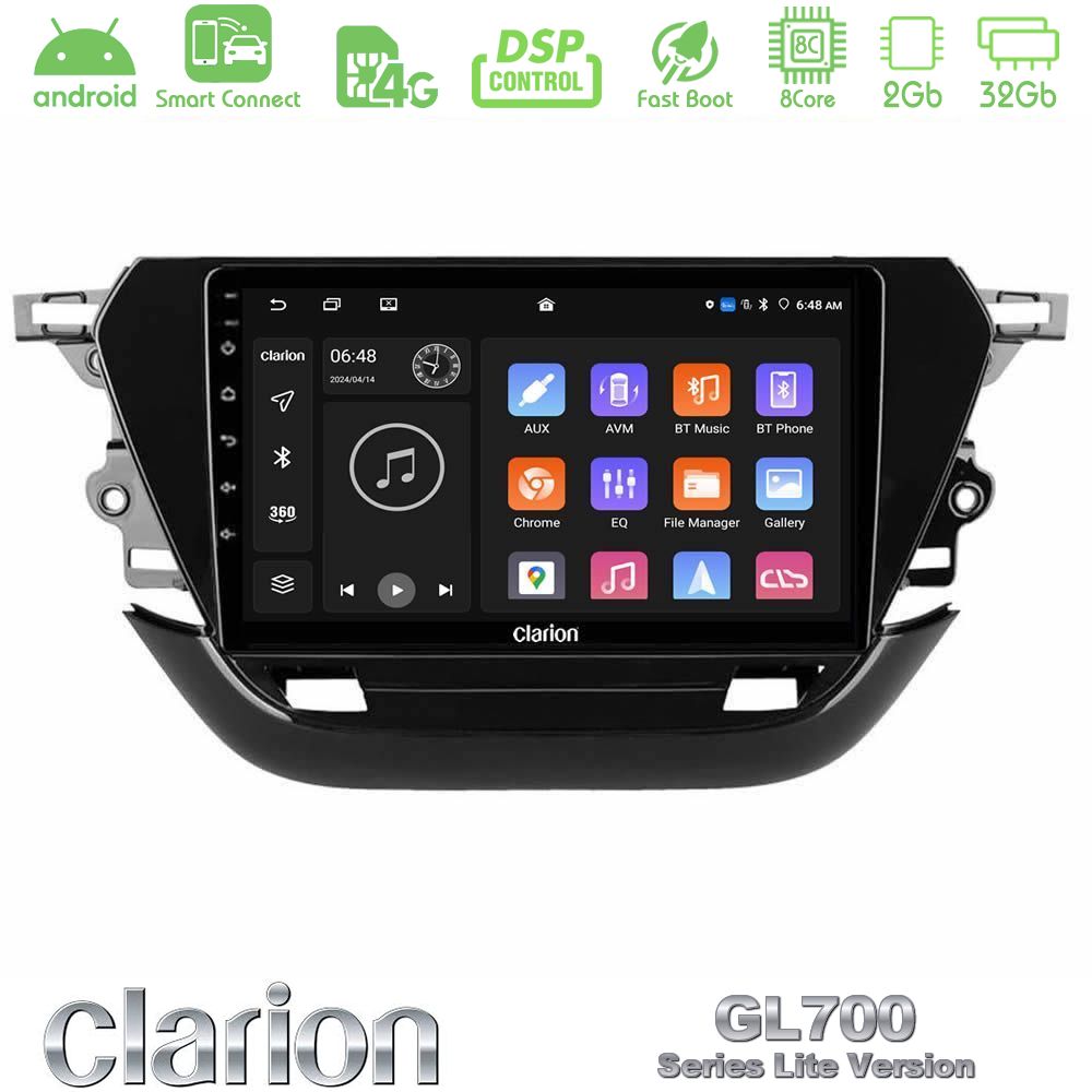 Clarion GL700 Lite Series 8Core Android ClarionOS 2+32GB Opel Corsa F 2019-2023 Navigation Multimedia Tablet 9" Με Carplay & Android Auto