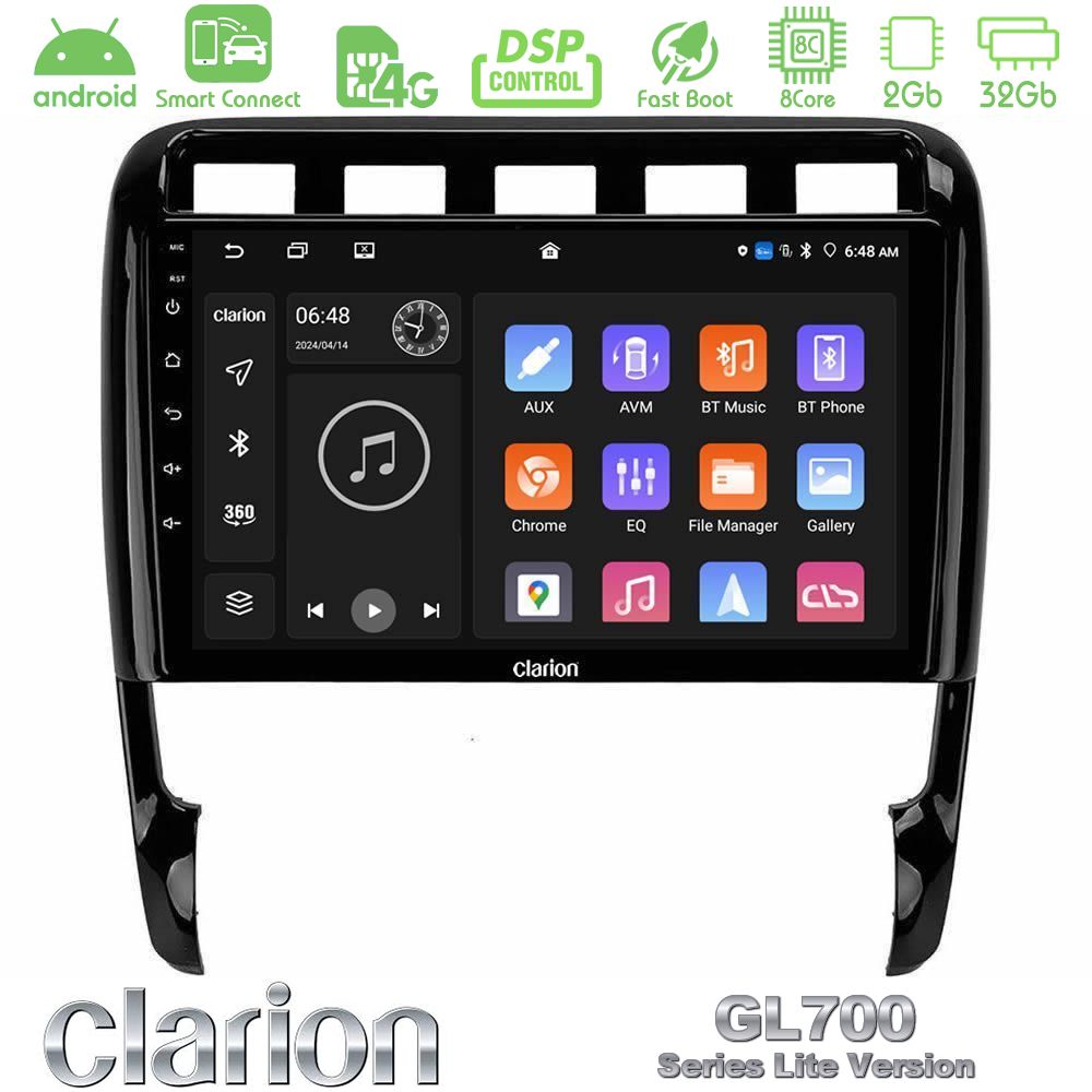 Clarion GL700 Lite Series 8Core Android ClarionOS 2+32GB Porsche Cayenne 2003-2010 Navigation Multimedia Tablet 9" Με Carplay & Android Auto