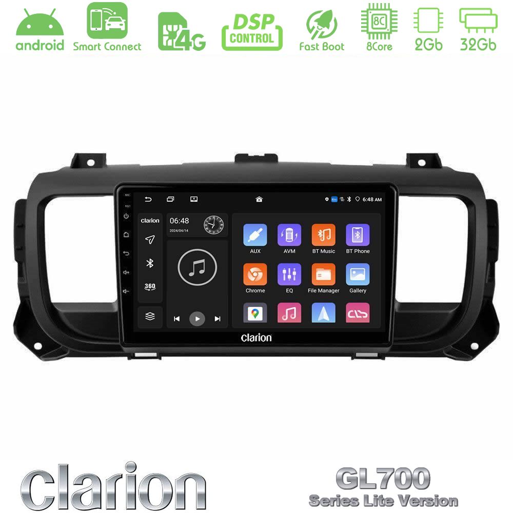 Clarion GL700 Lite Series 8Core Android ClarionOS 2+32GB Citroen/Peugeot/Opel/Toyota Navigation Multimedia Tablet 9" Με Carplay & Android Auto