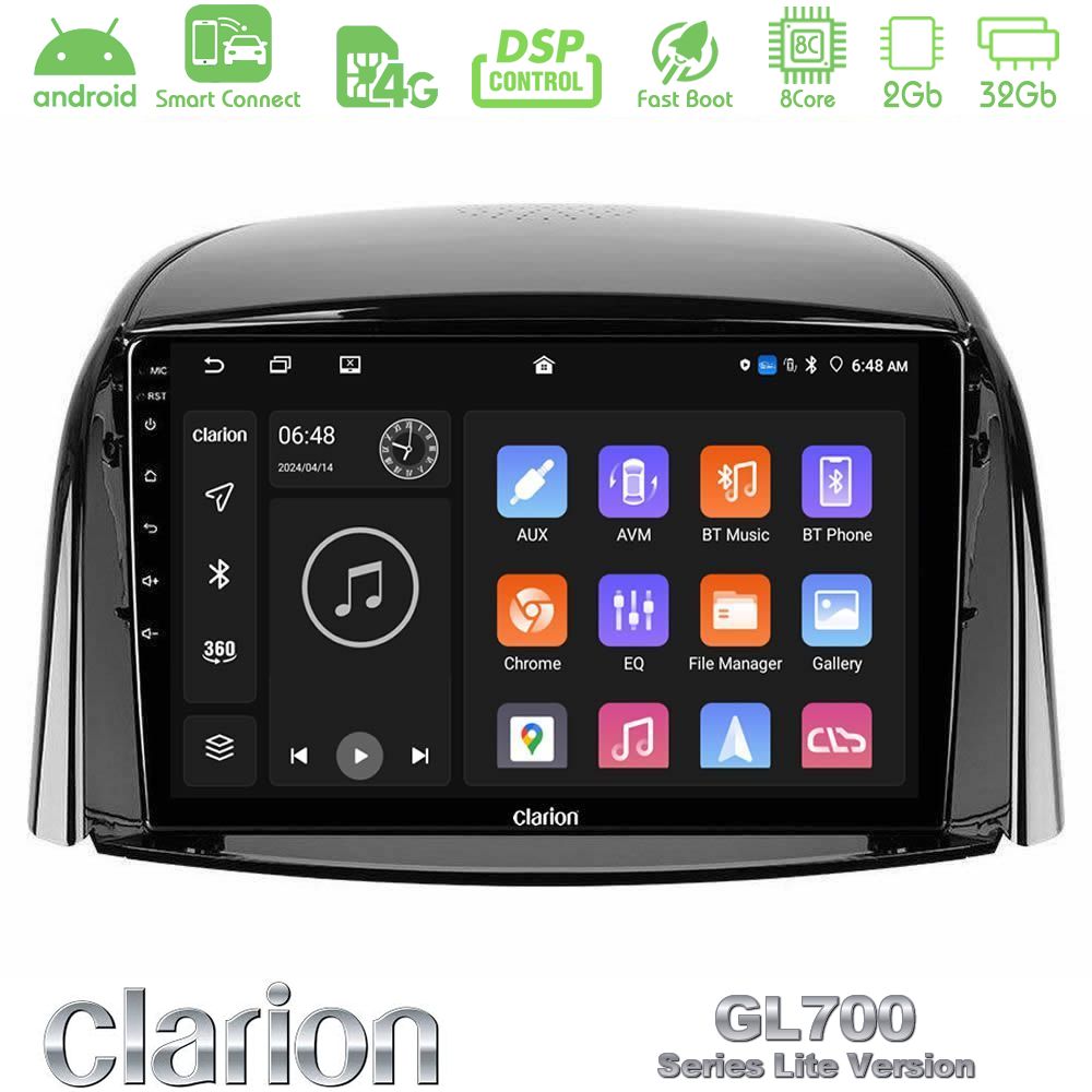 Clarion GL700 Lite Series 8Core Android ClarionOS 2+32GB Renault Koleos 2007-2015 Navigation Multimedia Tablet 9" Με Carplay & Android Auto