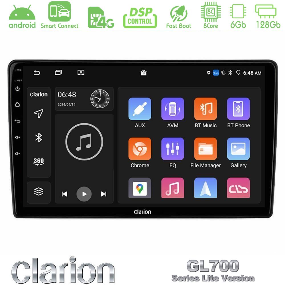 Clarion GL700 Lite Series 8Core Android ClarionOS 6+128GB Navigation Multimedia Tablet 10" Με Carplay & Android Auto
