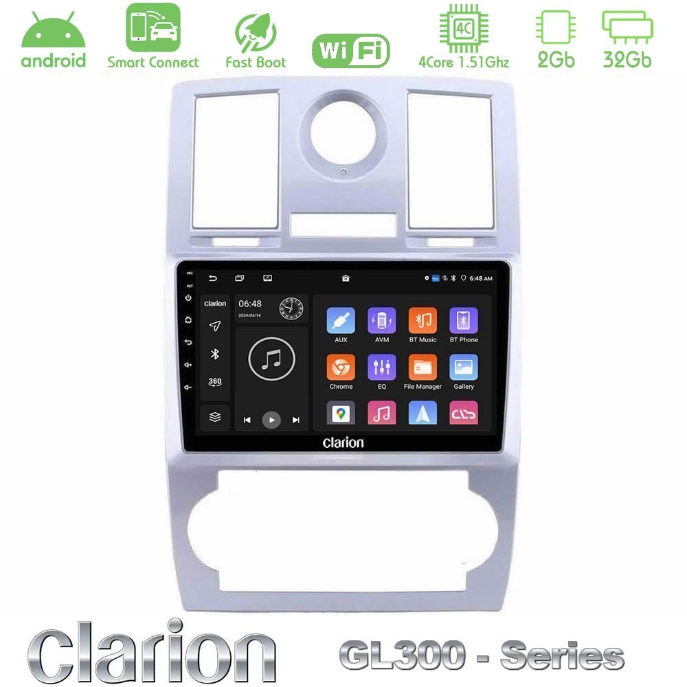 Clarion GL300 Series 4Core Android ClarionOS 2+32GB Chrysler 300C Navigation Multimedia Tablet 9" Με Carplay & Android Auto