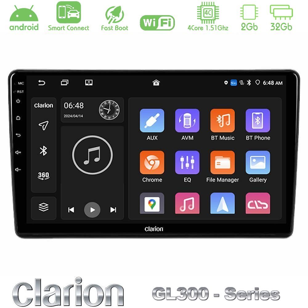 Clarion GL300 Series 4Core Android ClarionOS 2+32GB Peugeot Partner / Citroen Berlingo 2008-2018 Navigation Multimedia Tablet 9" Με Carplay & Android Auto