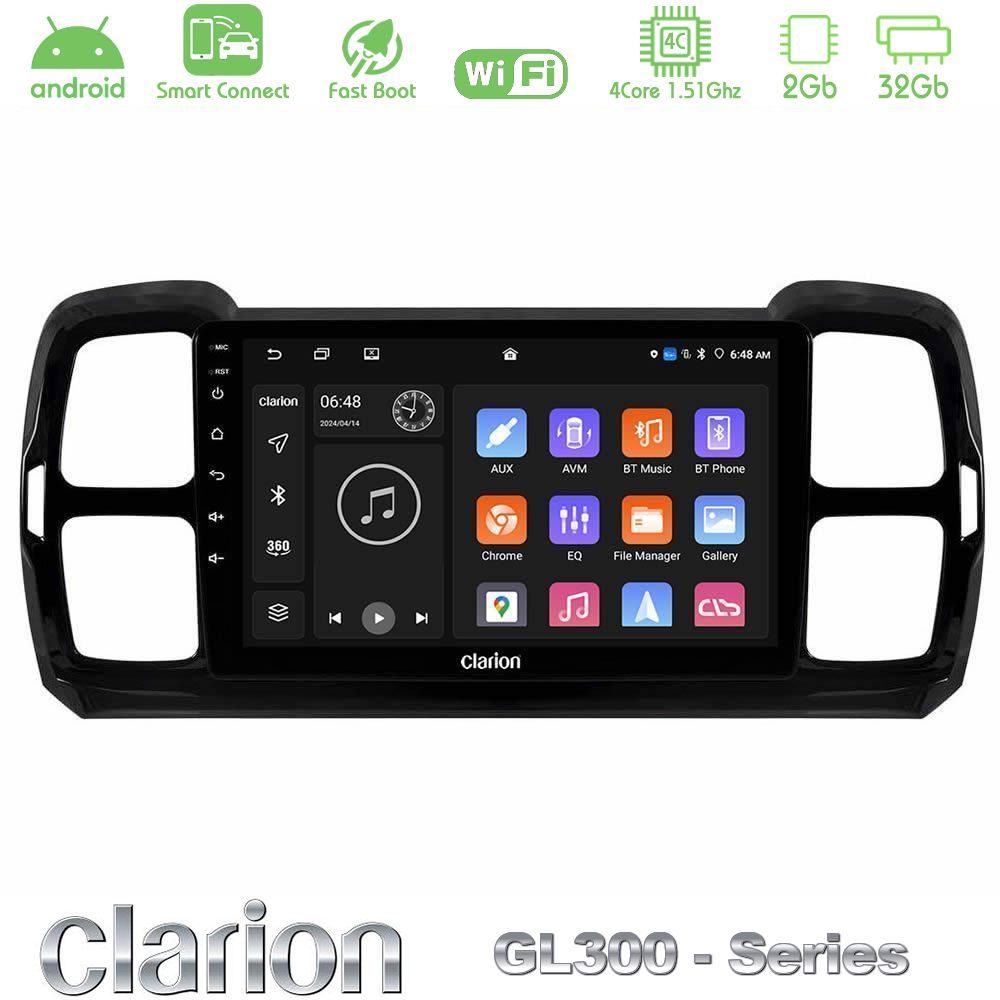 Clarion GL300 Series Citroen DS5 Aircross 2017-2021 4Core Android ClarionOS 2+32GB Navigation Multimedia Tablet 9" Με Carplay & Android Auto