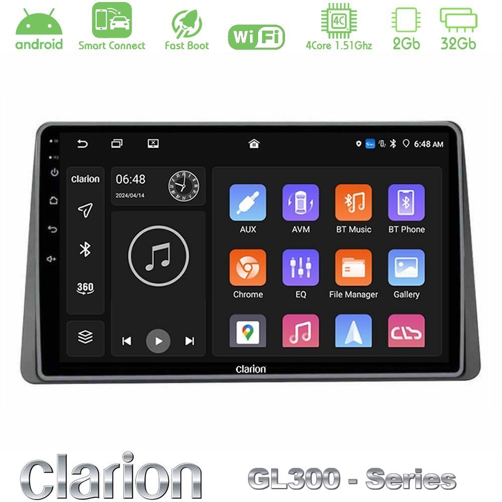 Clarion GL300 Series Renault Arkana 2019-> 4Core Android ClarionOS 2+32GB Navigation Multimedia Tablet 10" Με Carplay & Android Auto