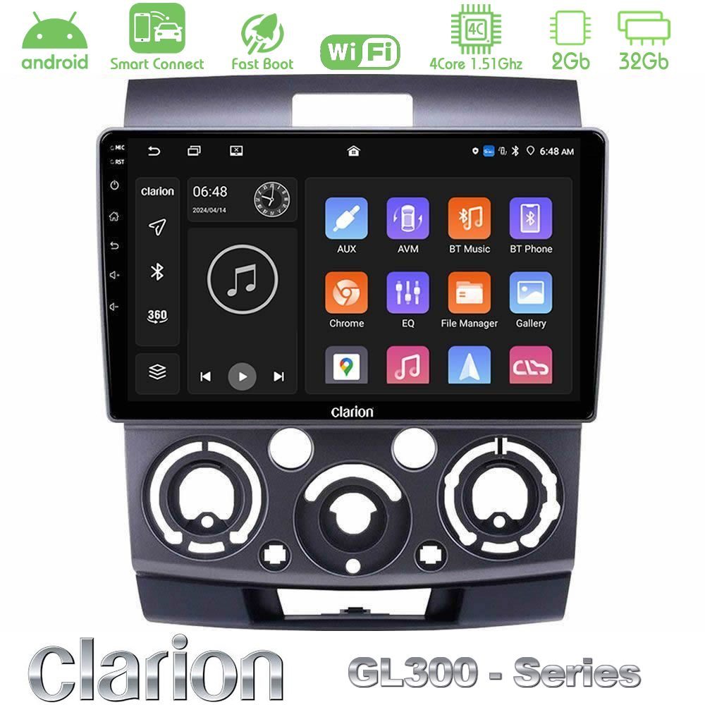 Clarion GL300 Series 4Core Android ClarionOS 2+32GB Ford Ranger/Mazda BT50 Navigation Multimedia Tablet 9" Με Carplay & Android Auto