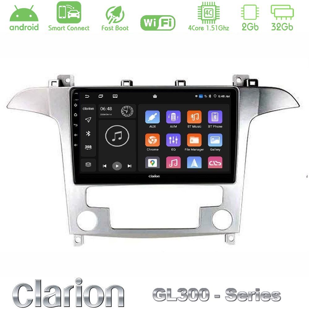 Clarion GL300 Series Ford S-Max 2006-2012 4Core Android ClarionOS 2+32GB Navigation Multimedia Tablet 9" Με Carplay & Android Auto Με Carplay & Android Auto