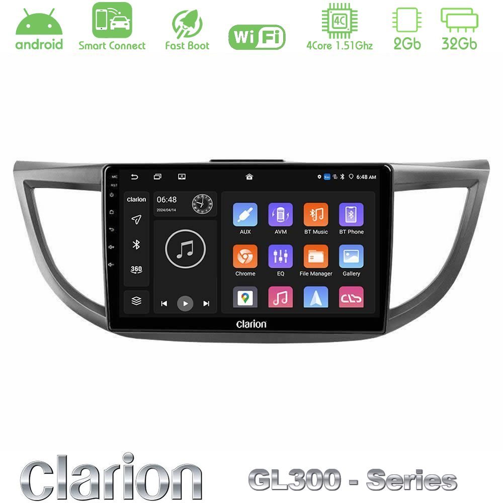 Clarion GL300 Series 4Core Android ClarionOS 2+32GB Honda CRV 2012-2017 Navigation Multimedia Tablet 9" Με Carplay & Android Auto