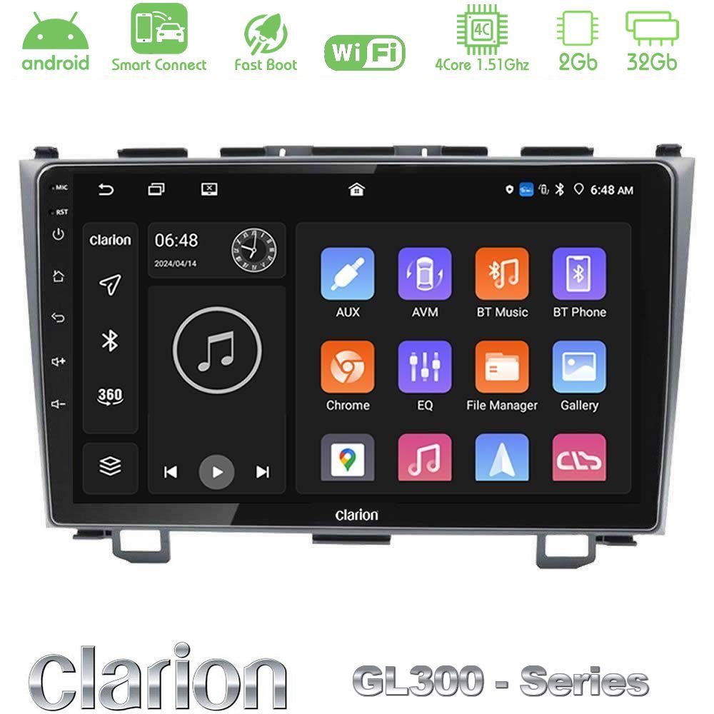 Clarion GL300 Series 4Core Android ClarionOS 2+32GB Honda CRV Navigation Multimedia Tablet 9" Με Carplay & Android Auto
