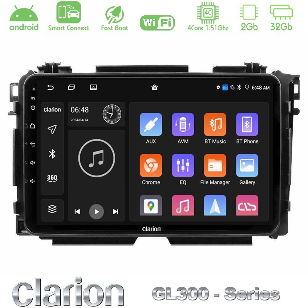 Clarion GL300 Series 4Core Android ClarionOS 2+32GB Honda HR-V Navigation Multimedia Tablet 9" Με Carplay & Android Auto