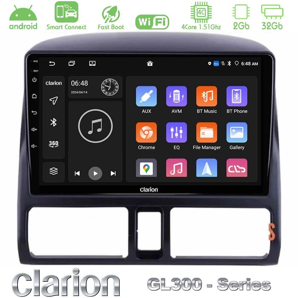 Clarion GL300 Series 4Core Android ClarionOS 2+32GB Honda CRV 2002-2006 Navigation Multimedia Tablet 9" Με Carplay & Android Auto