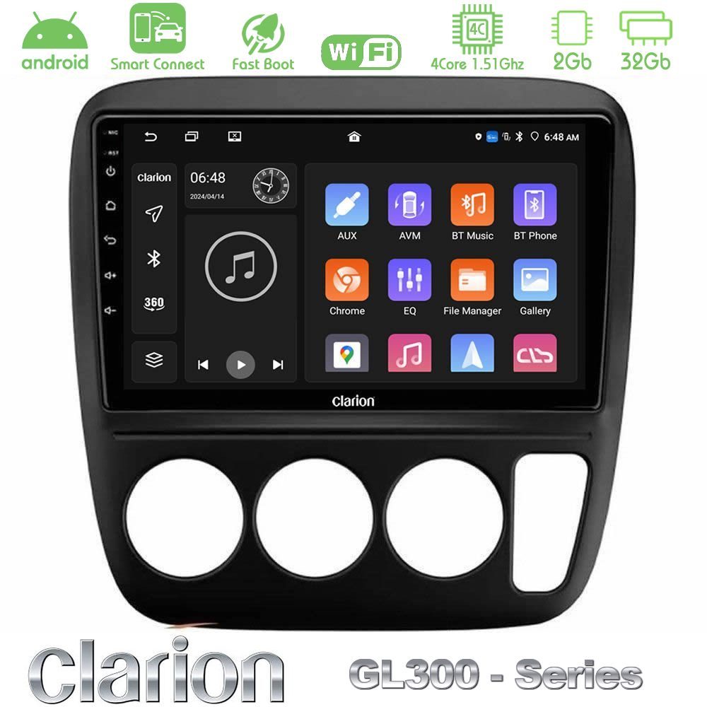 Clarion GL300 Series 4Core Android ClarionOS 2+32GB Honda CRV 1997-2001 Navigation Multimedia Tablet 9" Με Carplay & Android Auto