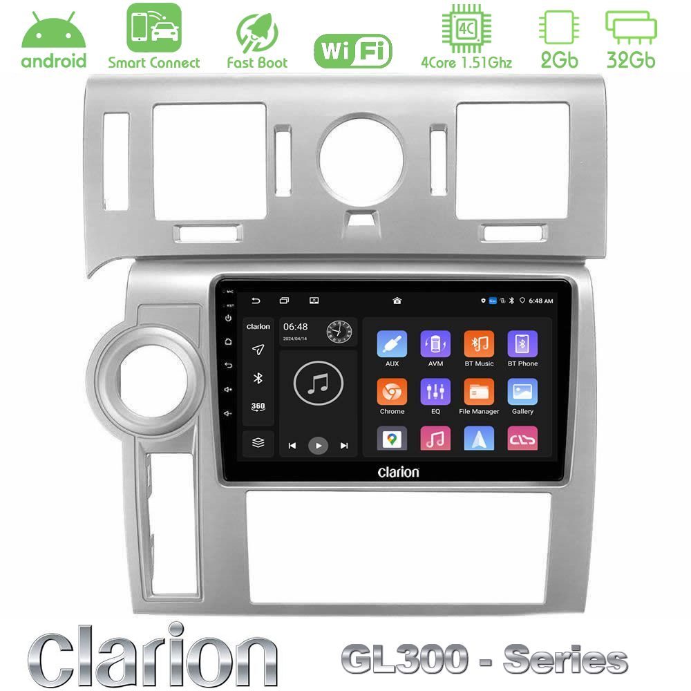 Clarion GL300 Series 4Core Android ClarionOS 2+32GB Hummer H2 2008-2009 Navigation Multimedia Tablet 9" Με Carplay & Android Auto