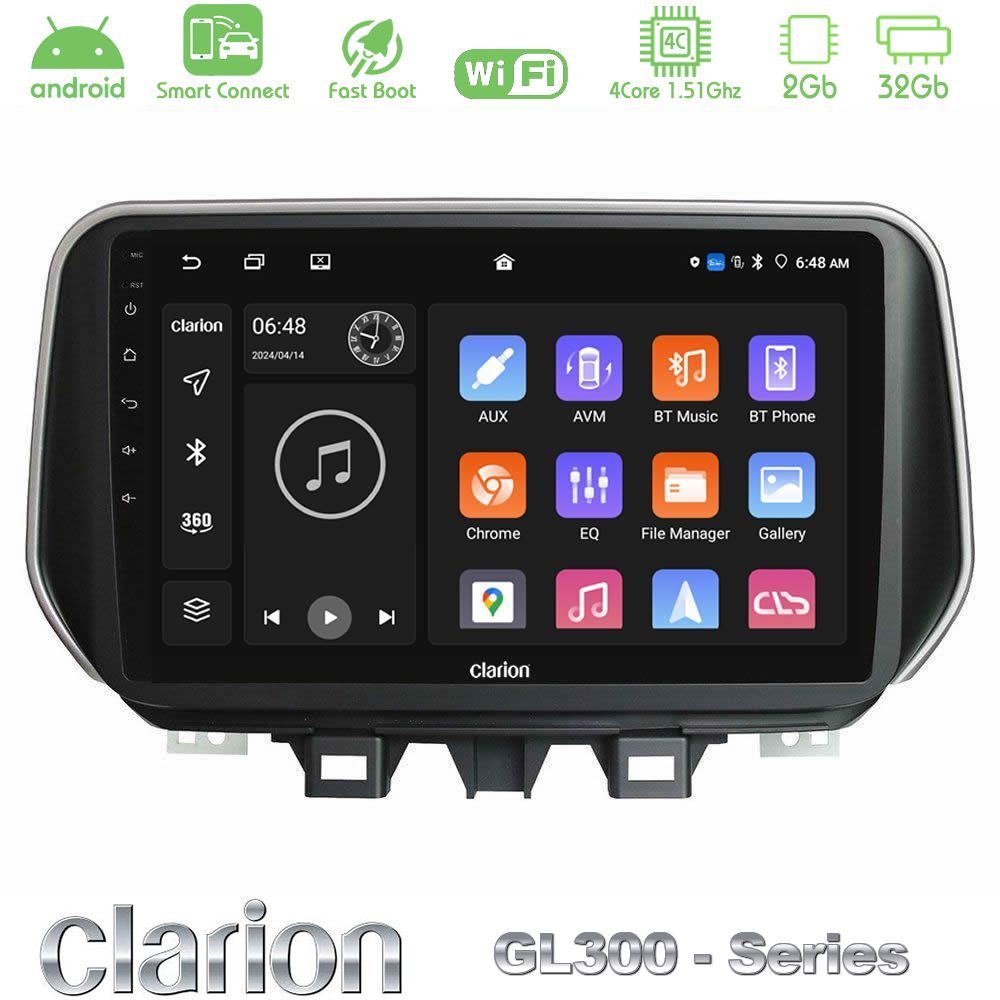 Clarion GL300 Series 4Core Android ClarionOS 2+32GB Hyundai ix35 Navigation Multimedia Tablet 10" Με Carplay & Android Auto