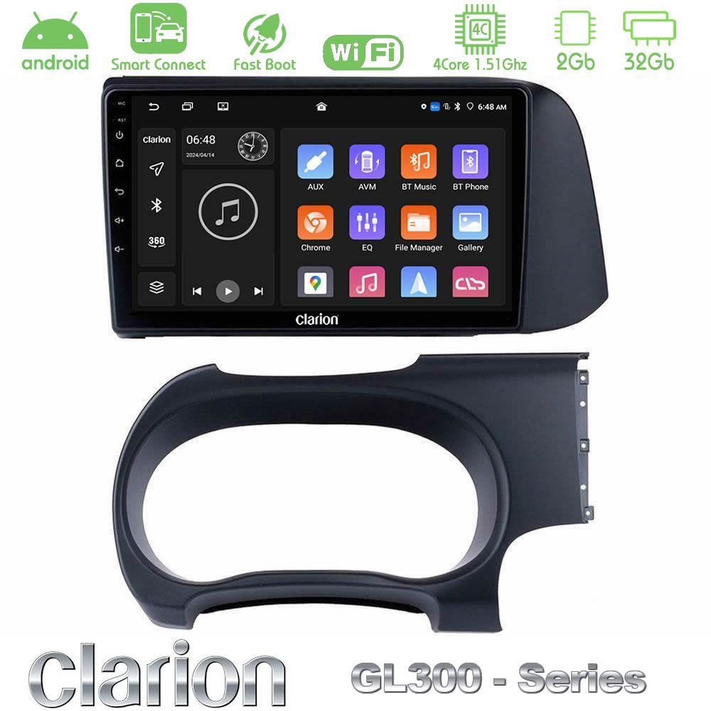 Clarion GL300 Series 4Core Android ClarionOS 2+32GB Hyundai i10 Navigation Multimedia Tablet 9" Με Carplay & Android Auto