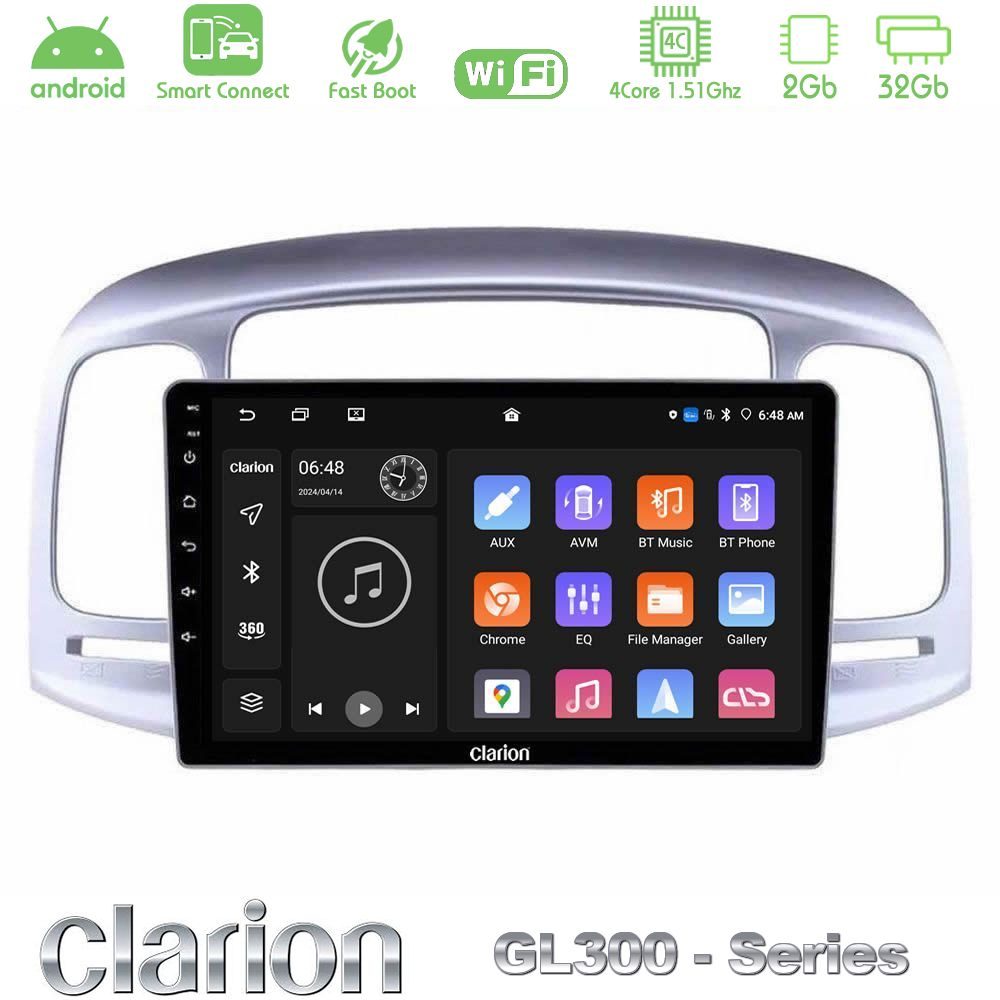 Clarion GL300 Series 4Core Android ClarionOS 2+32GB Hyundai Accent 2006-2011 Navigation Multimedia Tablet 9" Με Carplay & Android Auto