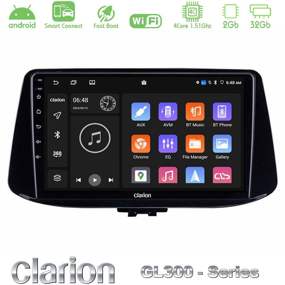 Clarion GL300 Series 4Core Android ClarionOS 2+32GB Hyundai i30 Navigation Multimedia Tablet 9" Με Carplay & Android Auto